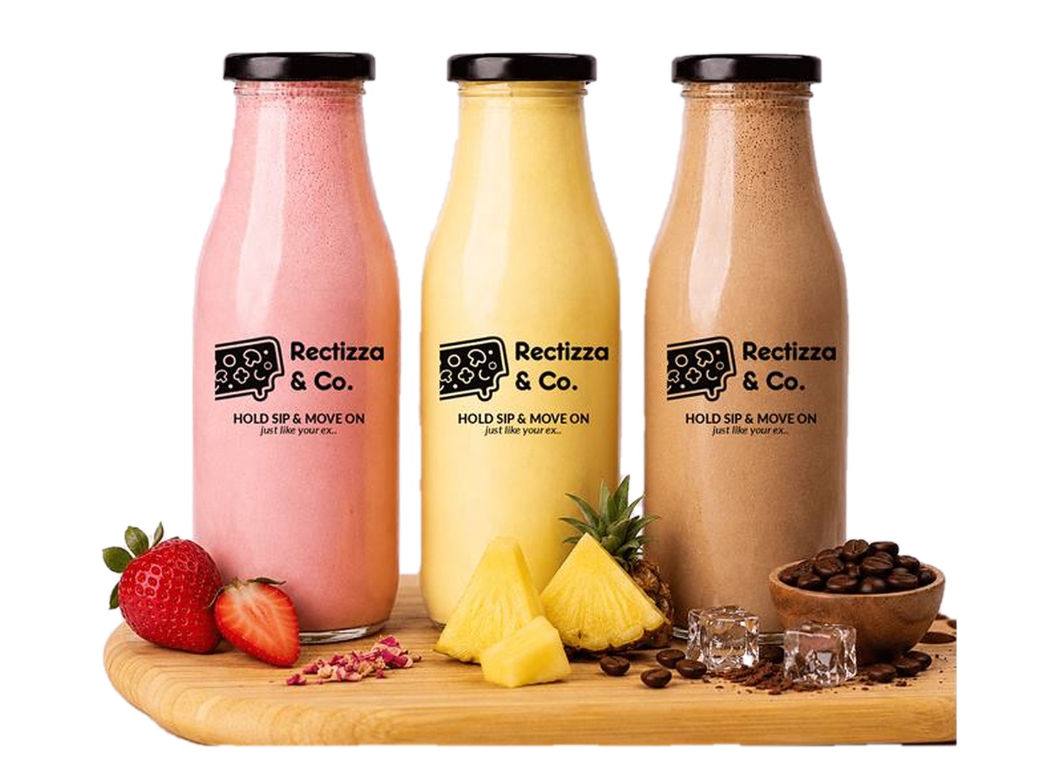 Rectizza milkshake bottles
