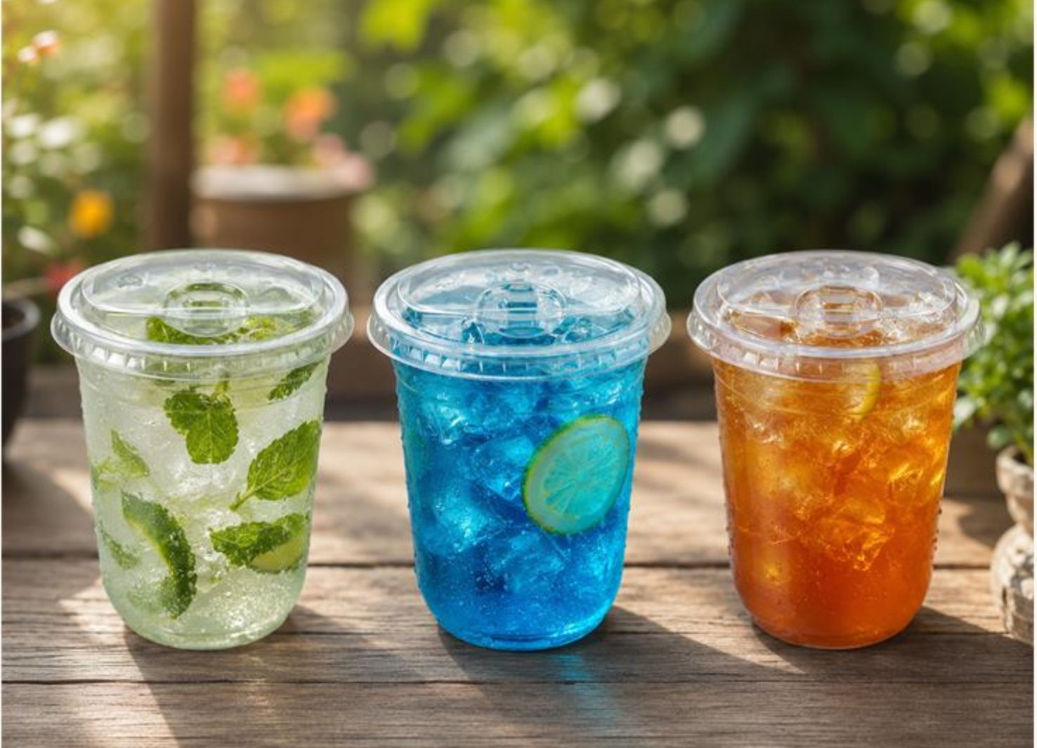Three colourful mocktails